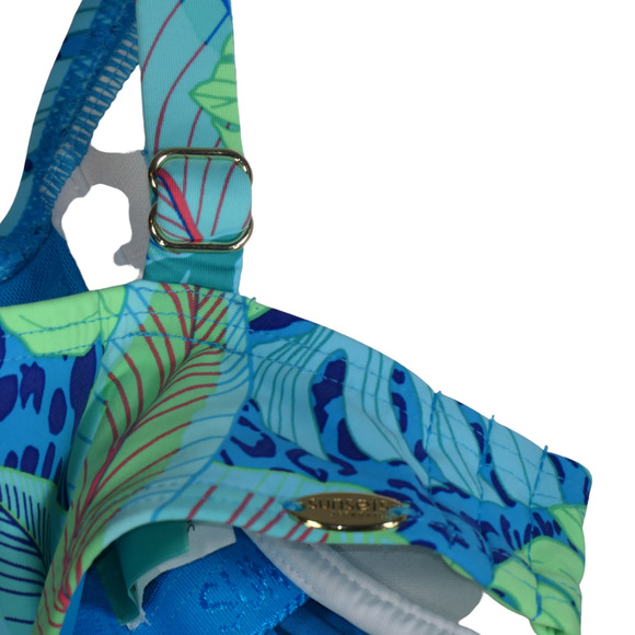 NEW Sunsets Bikini Womens Size 32G Taylor Bralette Wild Palms Blue Underwire NWT - Picture 7 of 8